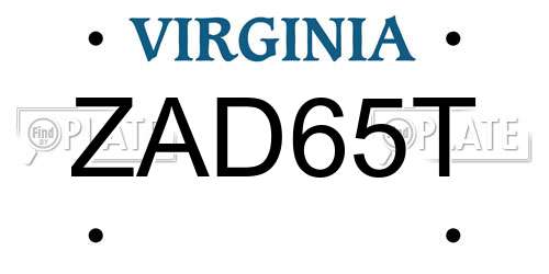 ZAD65T Virginia License Plate