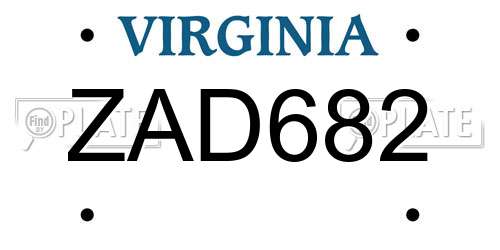 ZAD682 Virginia License Plate