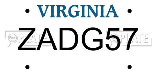 ZADG57 Virginia License Plate