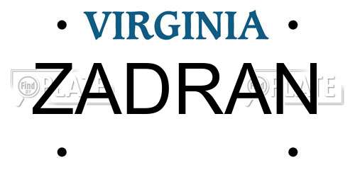 ZADRAN Virginia License Plate