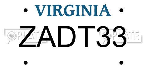 ZADT33 Virginia License Plate