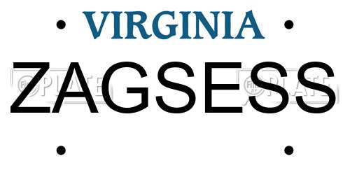 ZAGSESS Virginia License Plate