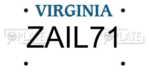 ZAIL71 Virginia License Plate