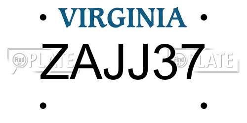 ZAJJ37 Virginia License Plate