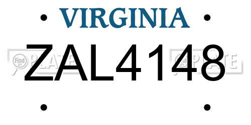 ZAL4148 Virginia License Plate