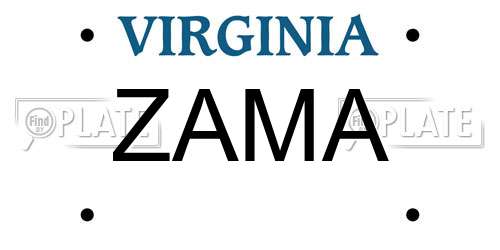 ZAMA Virginia License Plate