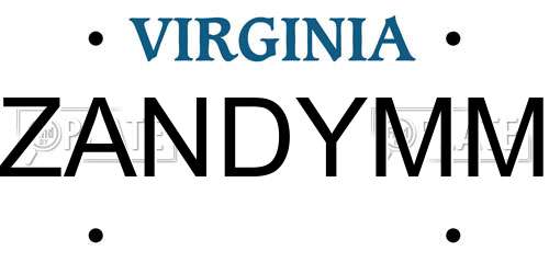 ZANDYMM Virginia License Plate