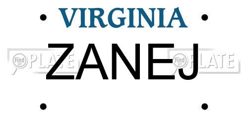 ZANEJ Virginia License Plate