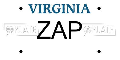 ZAP Virginia License Plate