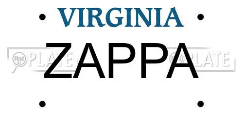 ZAPPA Virginia License Plate