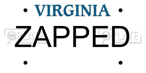 ZAPPED Virginia License Plate