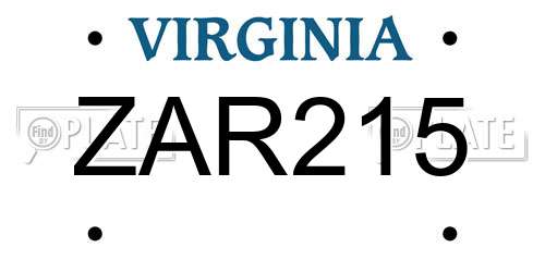 ZAR215 Virginia License Plate