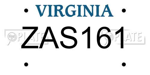ZAS161 Virginia License Plate