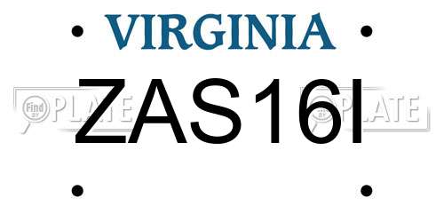 ZAS16I Virginia License Plate