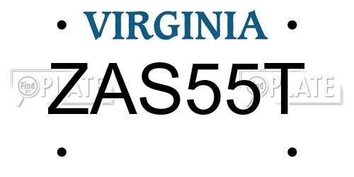 ZAS55T Virginia License Plate