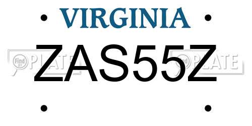 ZAS55Z Virginia License Plate