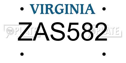 ZAS582 Virginia License Plate