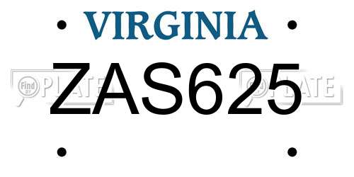 ZAS625 Virginia License Plate