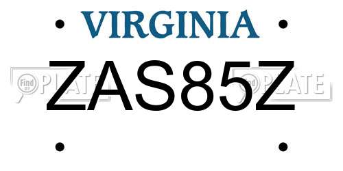 ZAS85Z Virginia License Plate