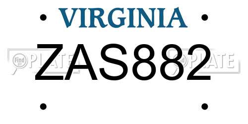 ZAS882 Virginia License Plate