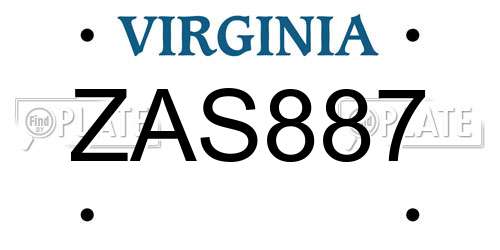 ZAS887 Virginia License Plate