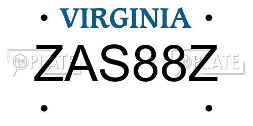 ZAS88Z Virginia License Plate