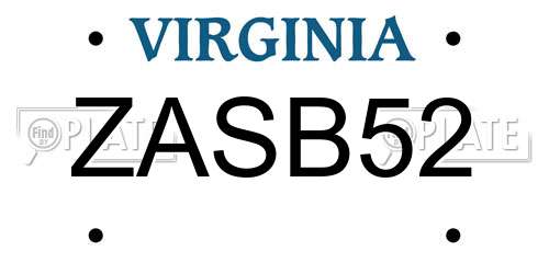 ZASB52 Virginia License Plate