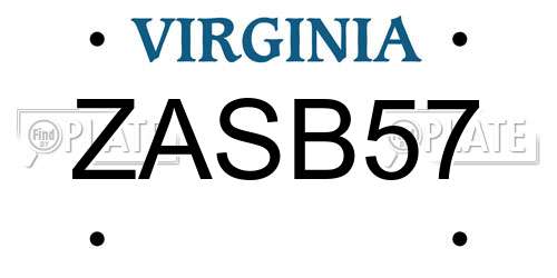 ZASB57 Virginia License Plate