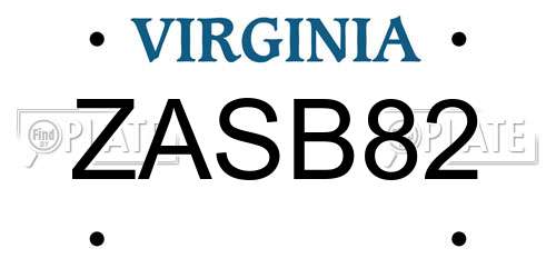 ZASB82 Virginia License Plate