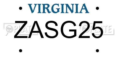 ZASG25 Virginia License Plate