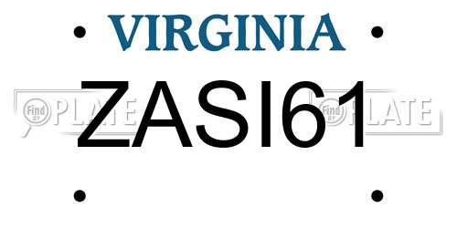 ZASI61 Virginia License Plate