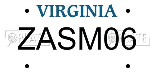 ZASM06 Virginia License Plate