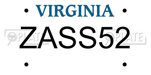 ZASS52 Virginia License Plate