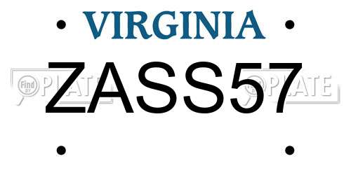 ZASS57 Virginia License Plate