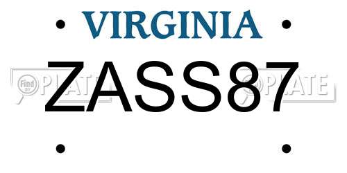 ZASS87 Virginia License Plate
