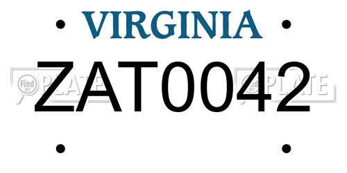 ZAT0042 Virginia License Plate