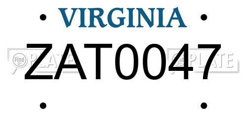 ZAT0047 Virginia License Plate