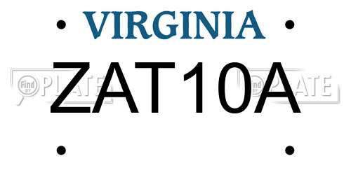 ZAT10A Virginia License Plate