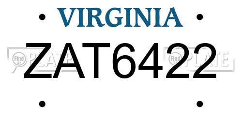 ZAT6422 Virginia License Plate