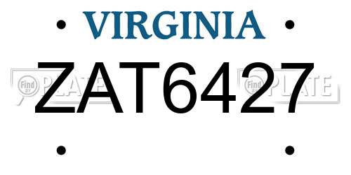 ZAT6427 Virginia License Plate