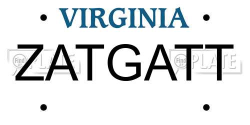 ZATGATT Virginia License Plate