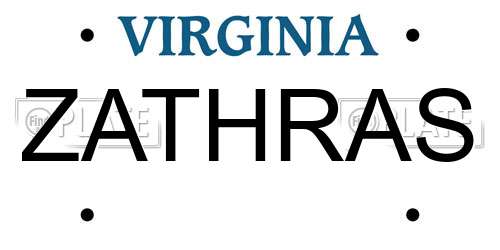 ZATHRAS Virginia License Plate