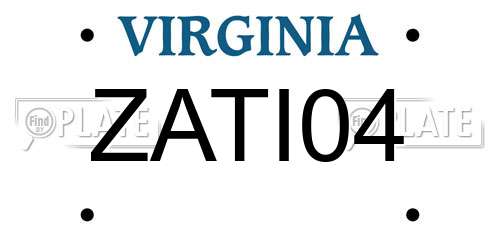 ZATI04 Virginia License Plate