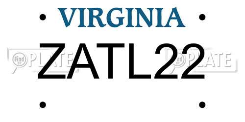 ZATL22 Virginia License Plate