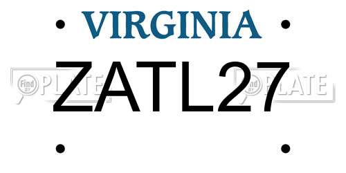 ZATL27 Virginia License Plate