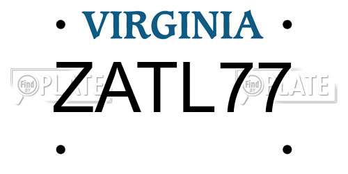 ZATL77 Virginia License Plate