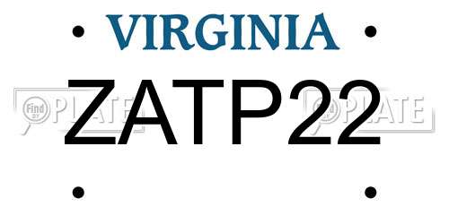 ZATP22 Virginia License Plate