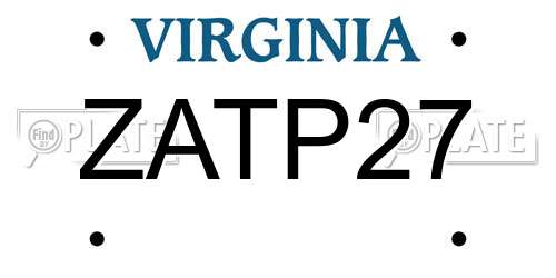 ZATP27 Virginia License Plate