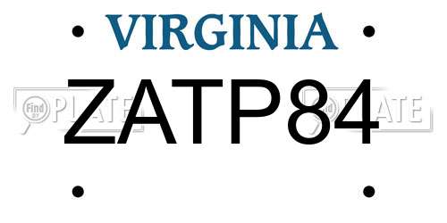 ZATP84 Virginia License Plate