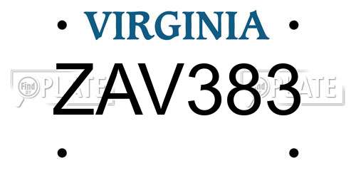 ZAV383 Virginia License Plate